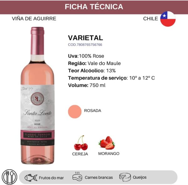 Vinho Fino Rosé Chileno Santa Loreto Varietal 750ml - Imagem 4