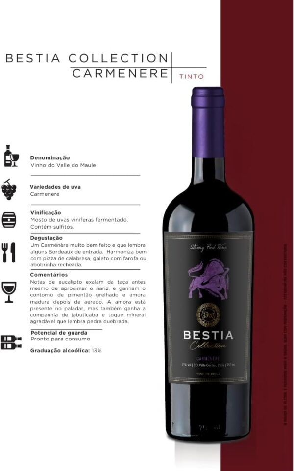 Bestia Vinho Tinto Chileno Collection Carmenére 750Ml - Imagem 7