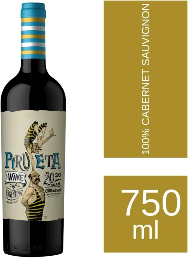 Vinho Fino Tinto Argentino Pirueta Varietal Cabernet Sauvignon 750ml - Imagem 2
