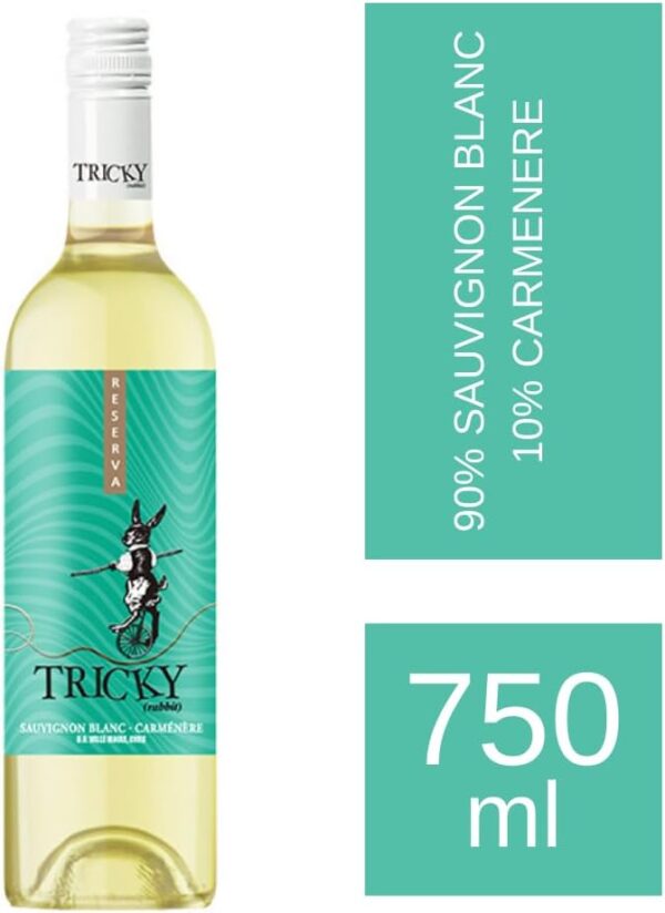 Vinho Branco Chileno Tricky Rabbit Reserva Sauvignon Blanc - Carmenere 750ml - Imagem 2