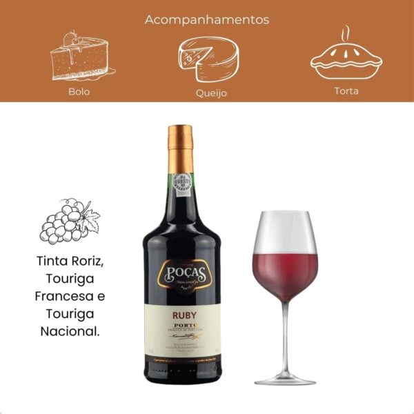Vinho Porto Português Poças Ruby 750ml - Imagem 2