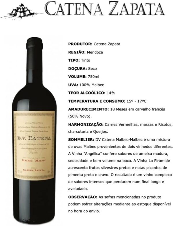 Catena Vinho Dv Malbec Tinto 750 Ml - Imagem 3