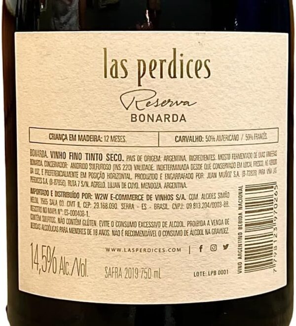 Vinho Las Perdices Reserva Bonarda | Kit com 6 Garrafas | Oferta - Imagem 2