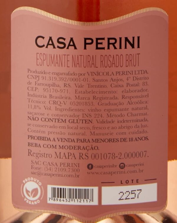 Casa Perini Espumante Brut Rose 750 Ml - Imagem 6