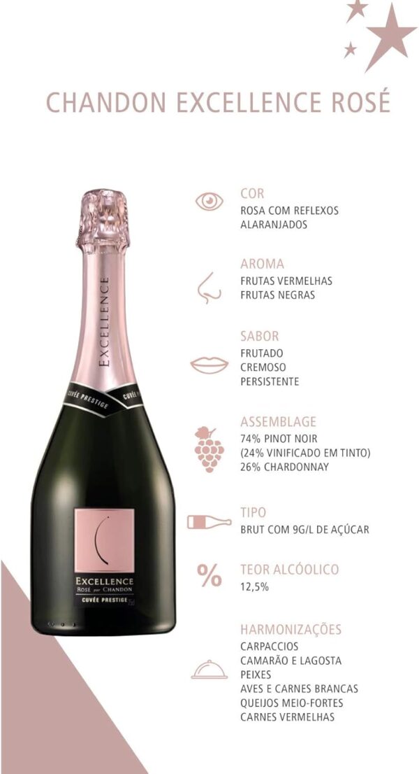 Espumante Chandon EXCELLENCE ROSE CUVEE PRESTIGE 750 ML COM ESTOJO - Imagem 3