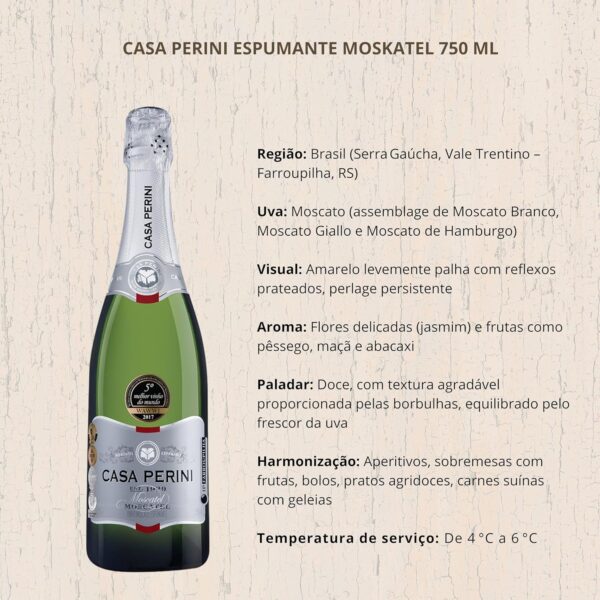 Casa Perini Espumante Moskatel 750 Ml - Imagem 4